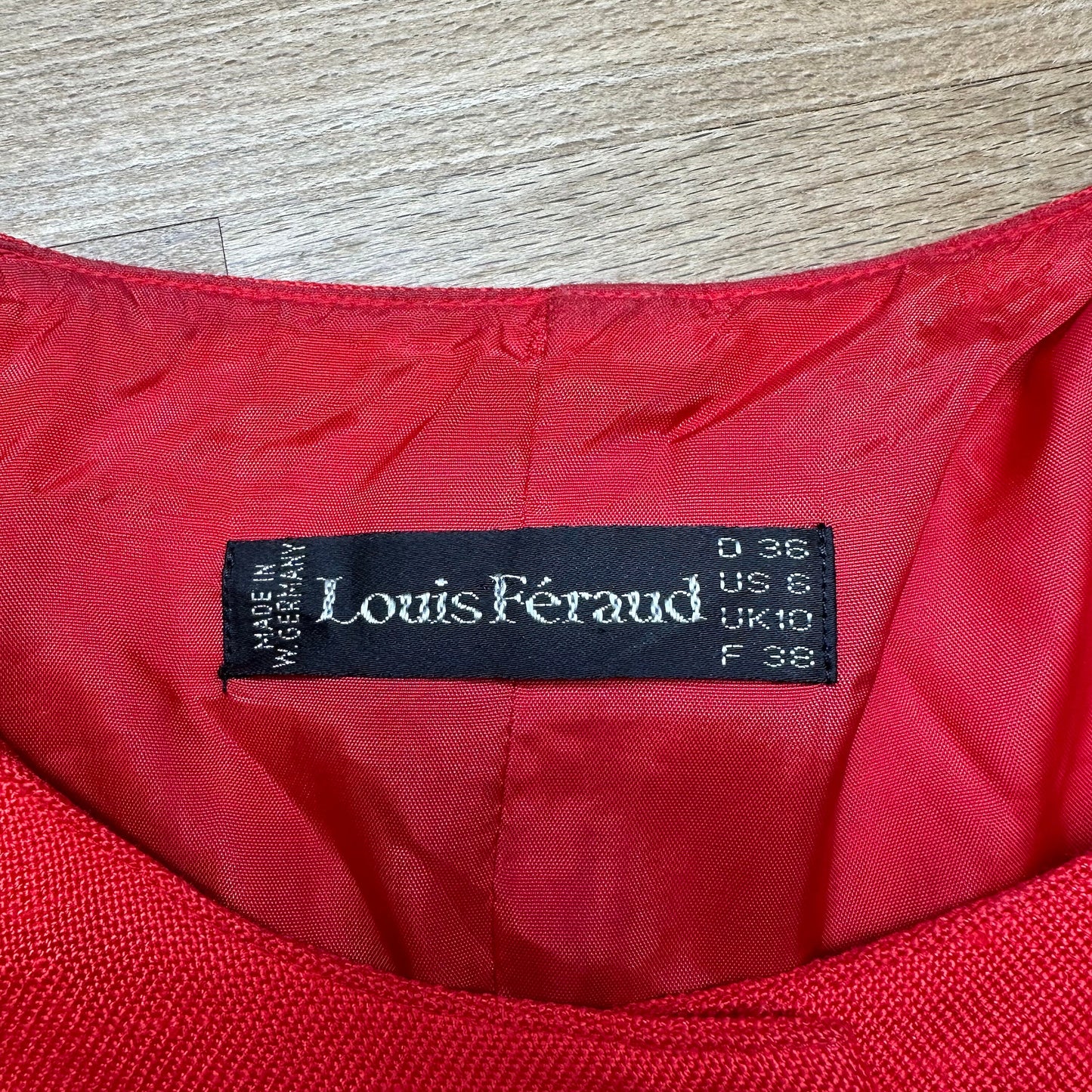 Small 90s Louis Feraud Red Mini Dress | Vintage Button Up Short Sleeve Secretary Dress
