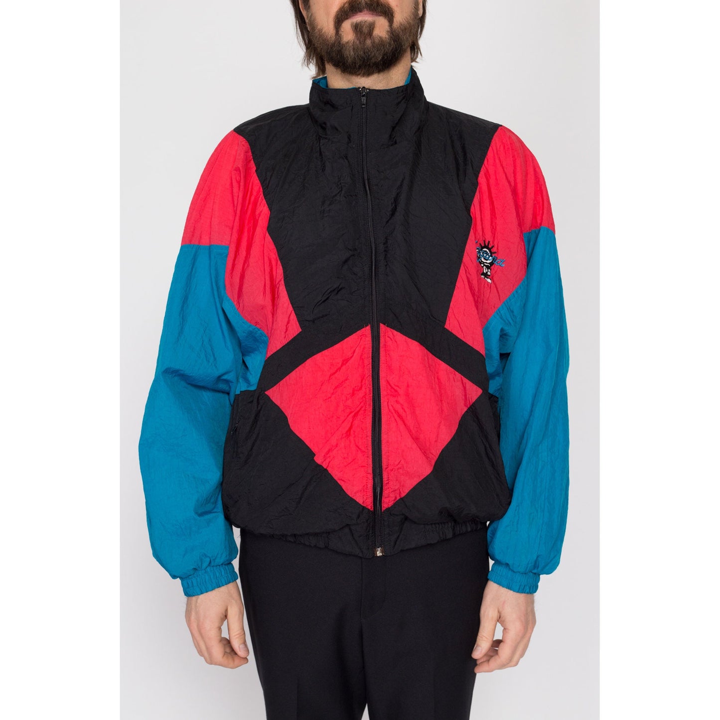 Medium 80s Laguna Color Block Streetwear Windbreaker | Vintage Zip Up Lightweight Surfer Jacket