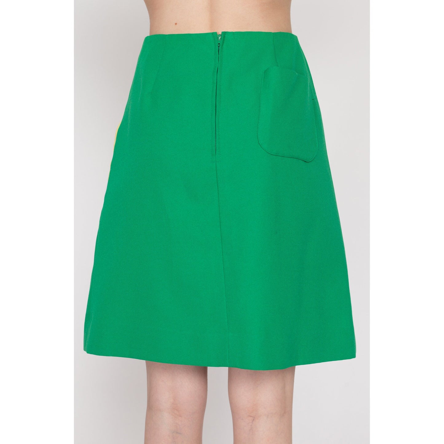 Small 70s Green Color Block Tennis Skirt 25.5" | Retro Sportswear High Waisted A Line Athletic Mini Skort