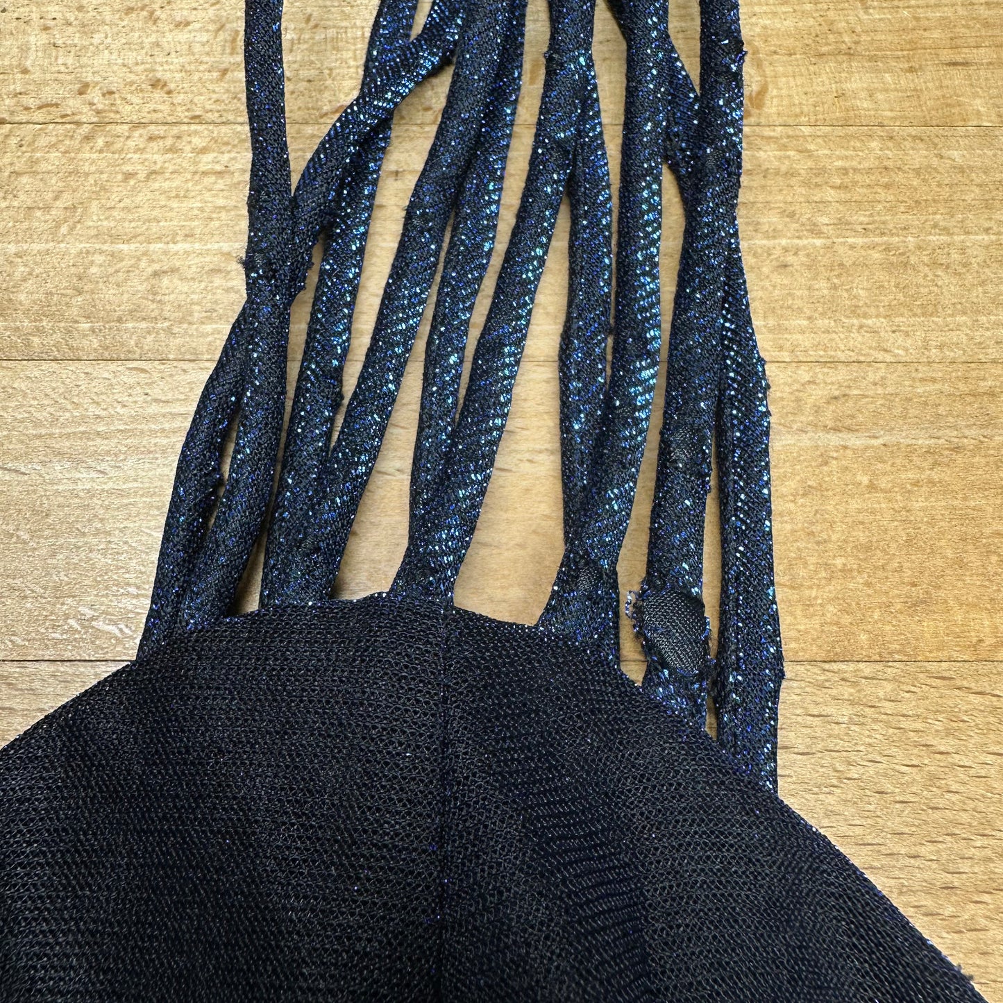 XS 90s Midnight Blue Metallic Strappy Party Dress | Vintage All That Jazz Sparkle Mini Dress