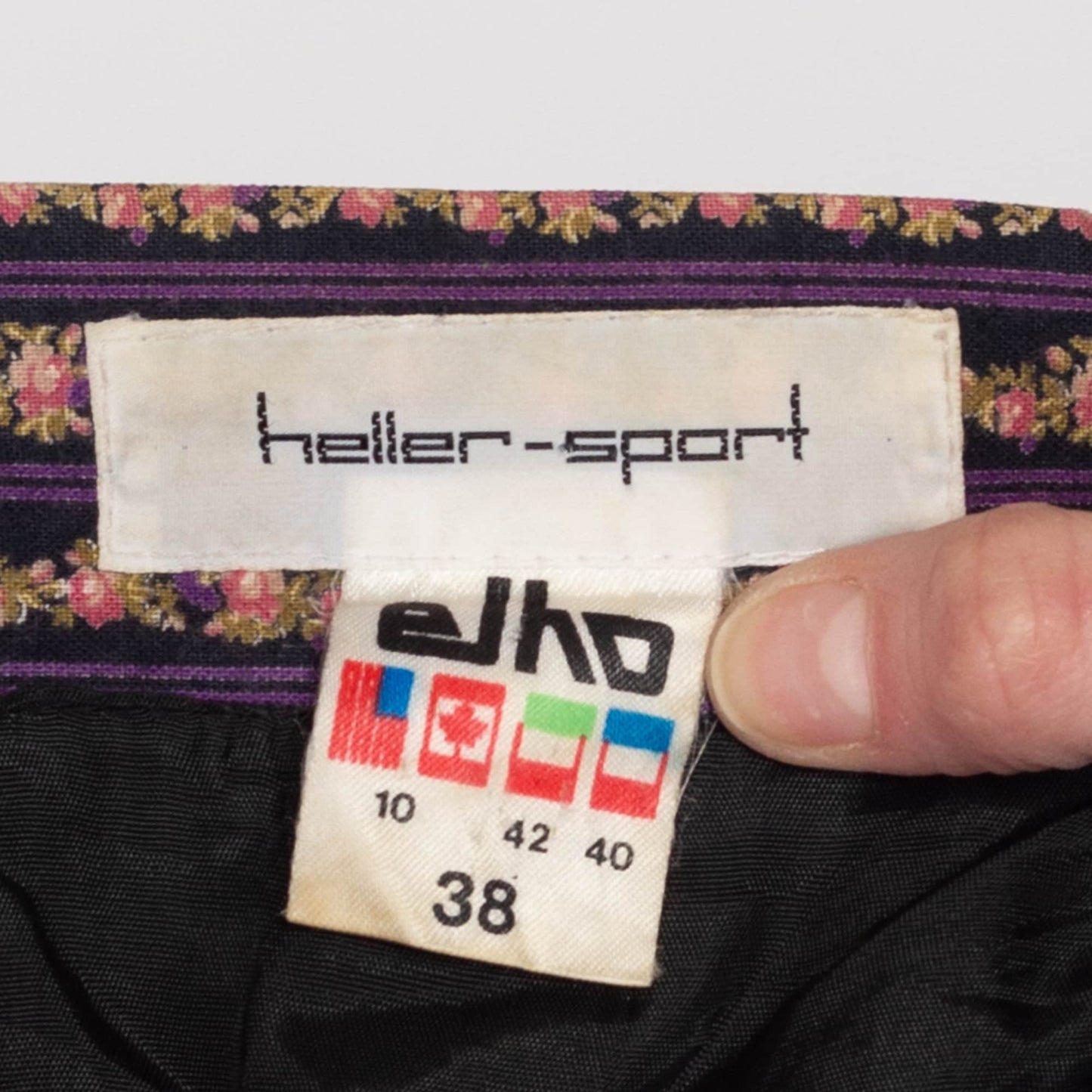 Small 80s Floral Striped Belted Midi Folk Skirt | Vintage Elho Heller Sport High Waisted Knife Pleated Skirt