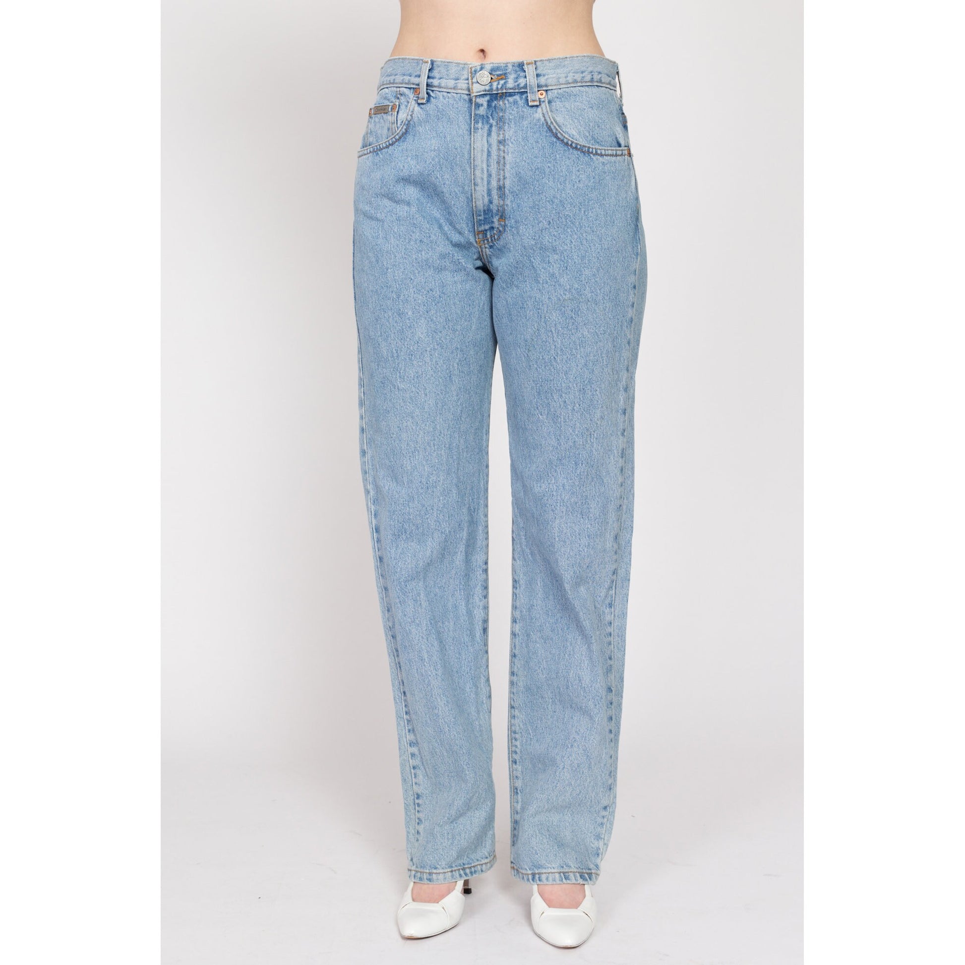 Medium 90s Calvin Klein Light Wash Straight Leg Jeans 30.5" | Vintage CK Denim High Waisted Mom Jeans