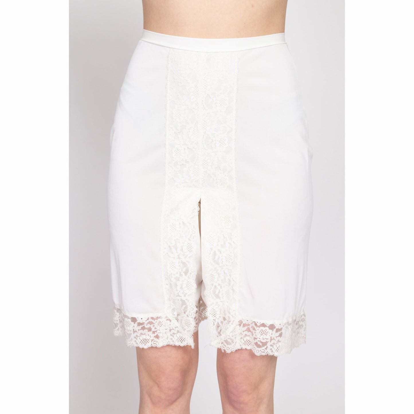 Small 70s White Lace Trim Bloomers | Vintage High Waisted Pettipants Retro Lingerie