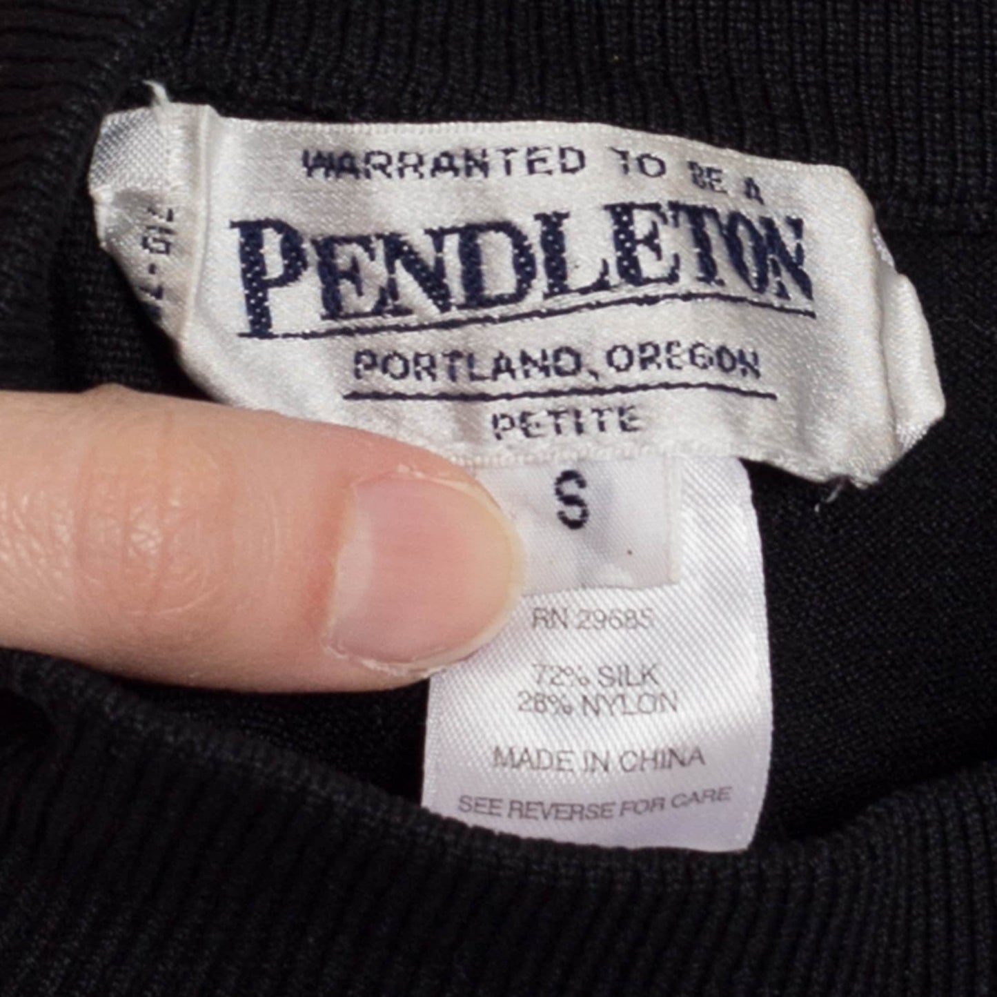 Small 90s Pendleton Black Silk Blend Thermal Shirt | Vintage Base Layer Long Sleeve Warm Undershirt