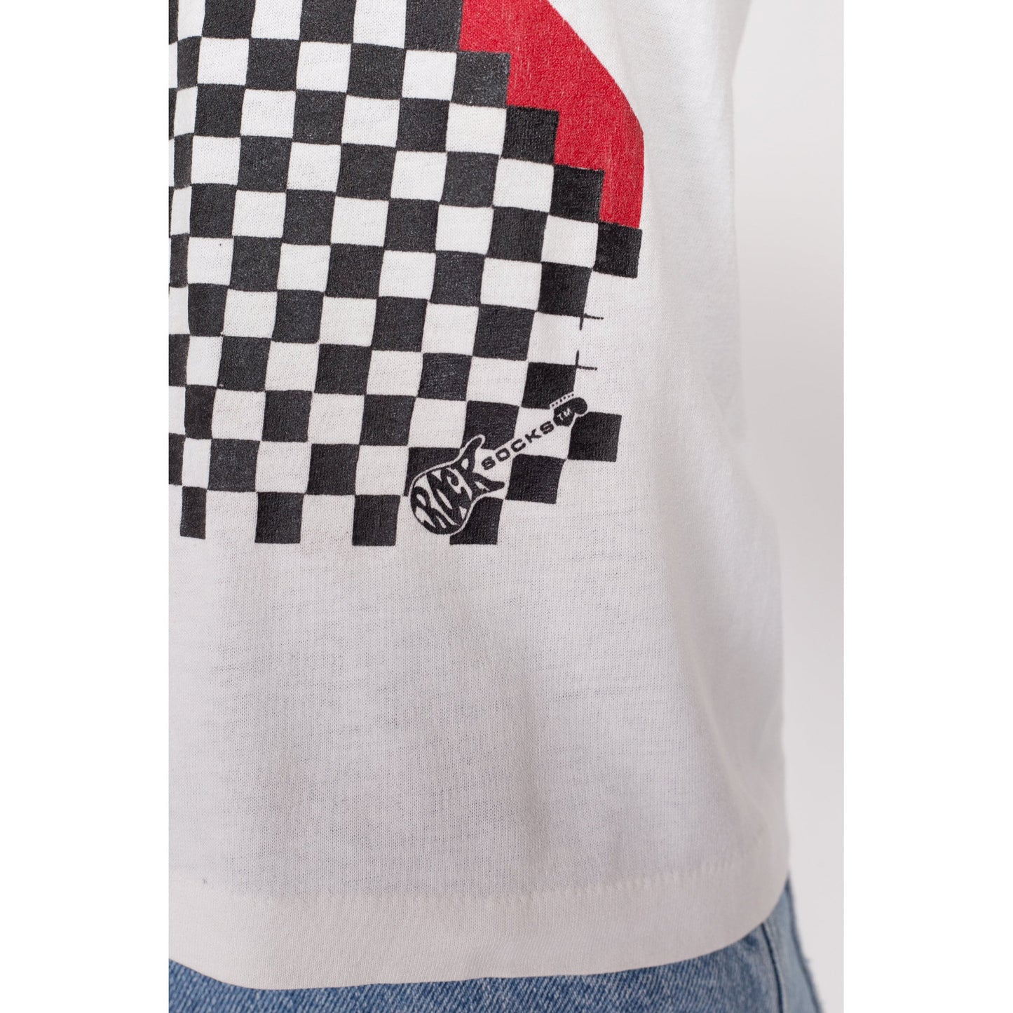 Small 90s Japanese Rising Sun T Shirt | Vintage Racing Checkered Graphic Samurai Kanji Long Sleeve Tee