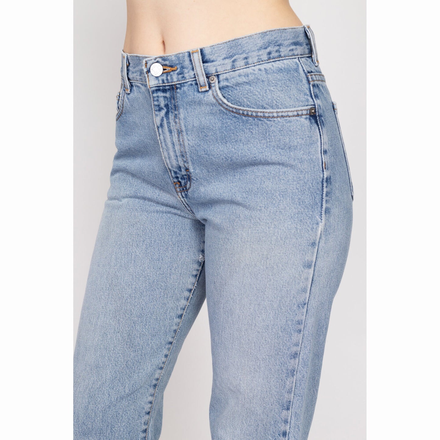 Medium 90s Calvin Klein Light Wash Straight Leg Jeans 30" | Vintage Mid High Waisted CK Stonewash Denim Jeans