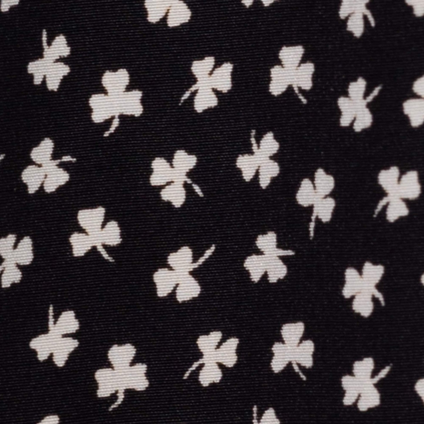 Small 80s Black & White Clover Print Mini Dress | Vintage Rockabilly Fit Flare Fitted Waist V Neck Dress