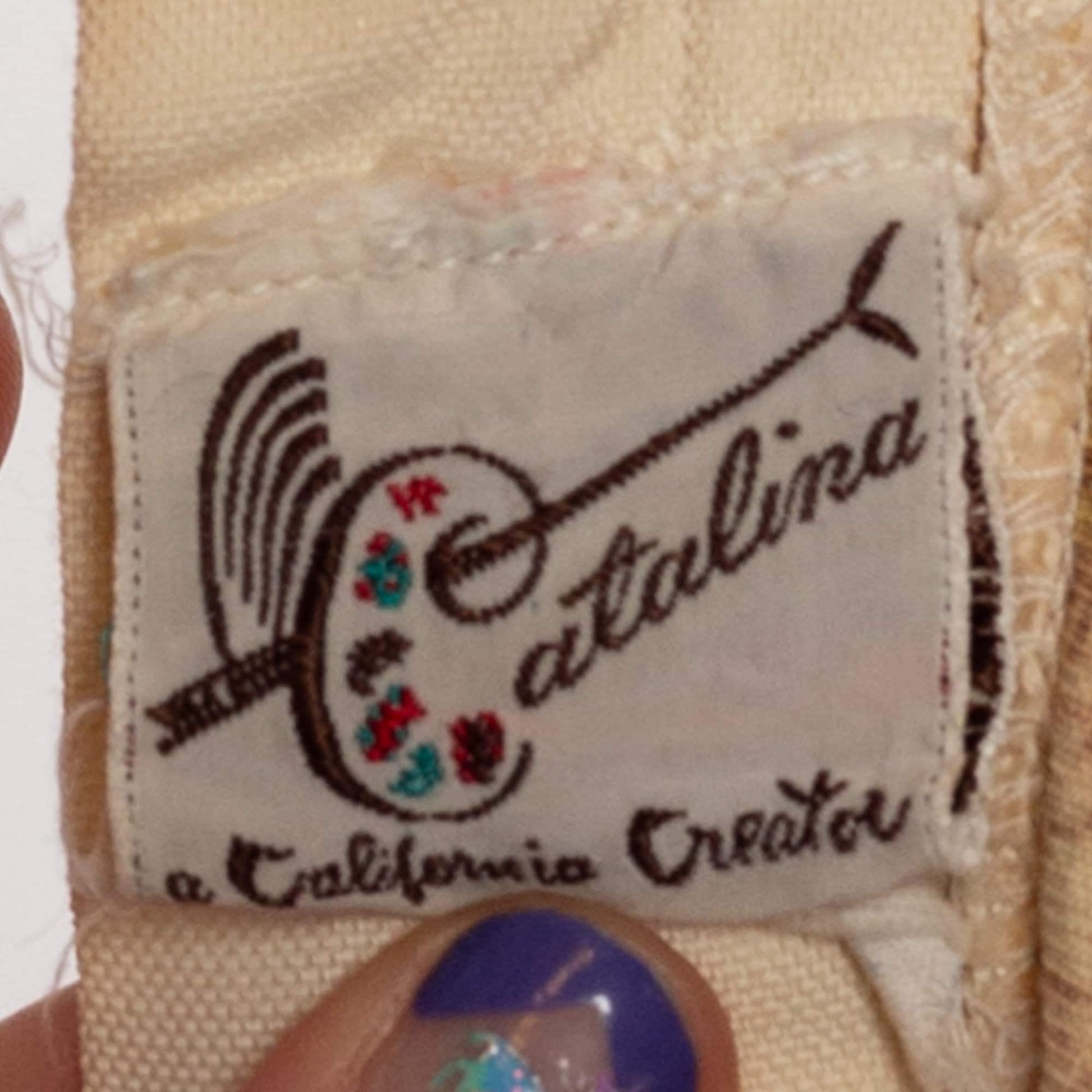 Small 1940s Catalina Seashell Novelty Print One Piece Swimsuit | Vintage 40s 50s California Hand Prints Retro Swimwear Pinup Bathing Suit