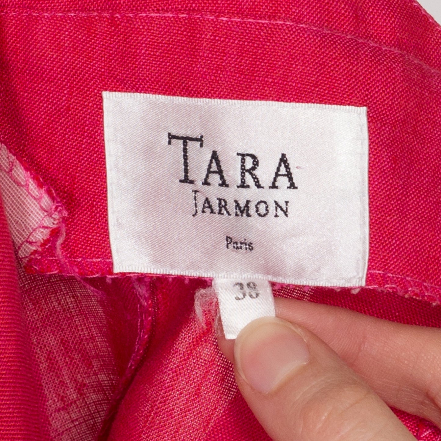 XS 90s Tara Jarmon Hot Pink Linen Mini Dress | Vintage French Low Back Fitted Sleeveless Cocktail Party Dress