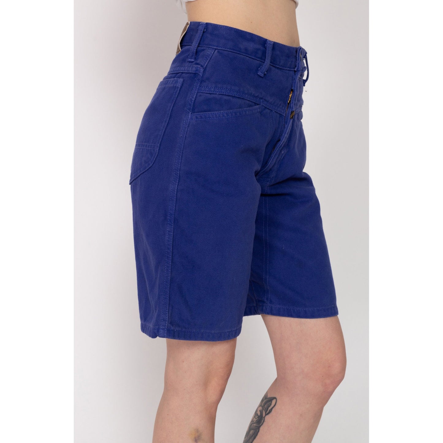 XS 90s Marithe Francois Girbaud Royal Blue Jean Shorts 25" | Vintage High Waisted Denim Mom Shorts
