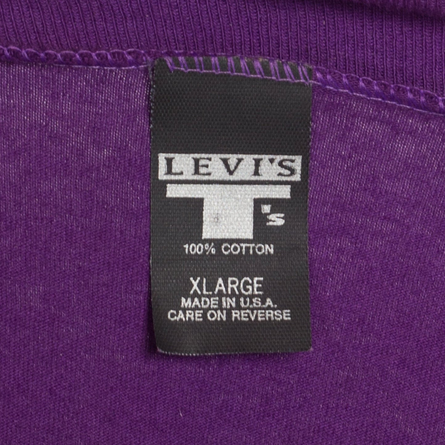 Medium 90s Levi's "Button Your Fly" Long Sleeve T Shirt | Vintage Purple Levis Graphic High Crew Neck Tee