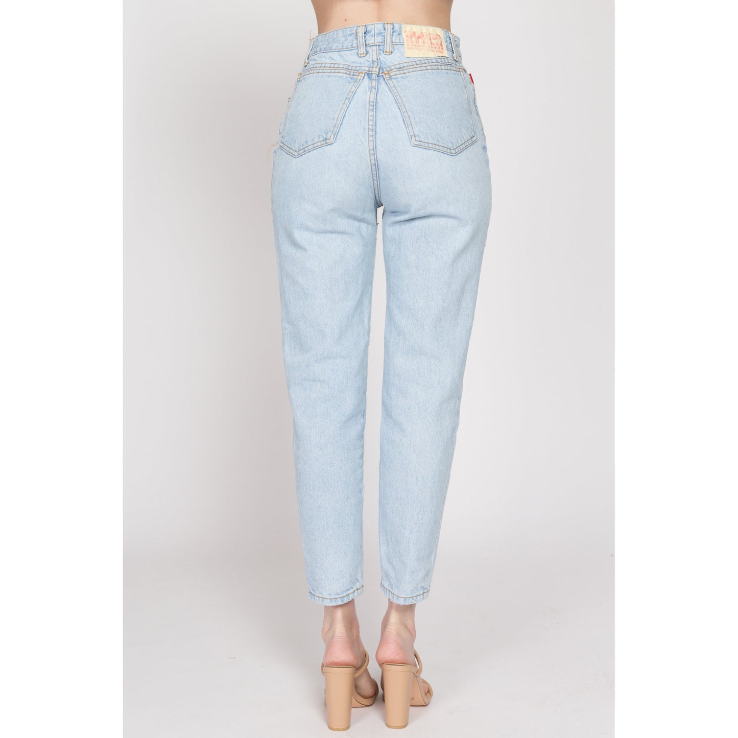 Small 90s Bongo Light Wash Button Fly Jeans 27" | Vintage High Waisted Denim Slim Fit Tapered Leg Mom Jeans