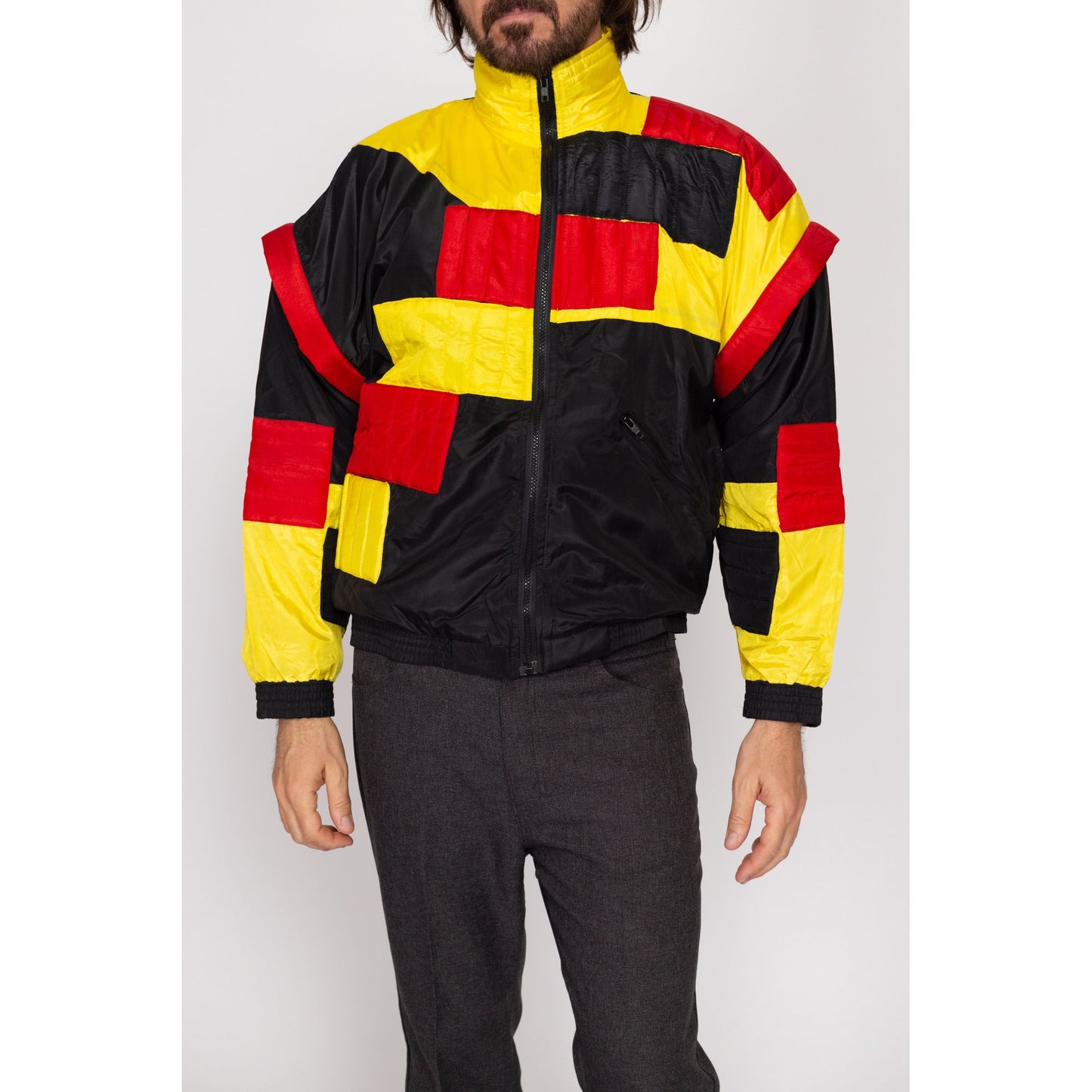Medium 90s Color Block Zip-Off Sleeve Jacket | Vintage Convertible Vest Windbreaker Jacket
