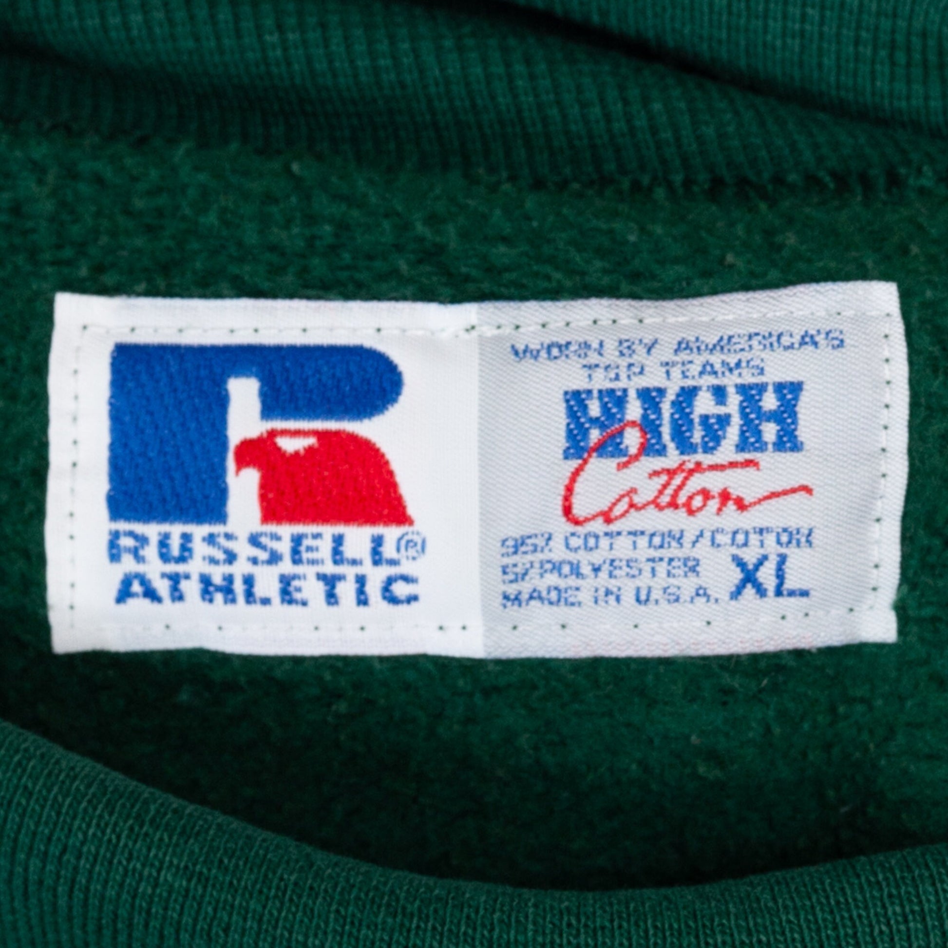 XL 90s Green Turtleneck V Stitch Sweatshirt | Vintage Russell Athletic Unisex Plain Pullover