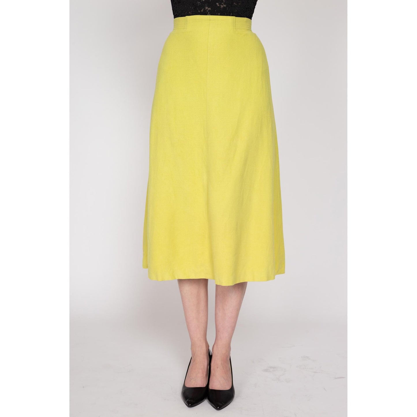 Small 1940s Chartreuse Jackshirt & Midi Skirt Set 25.5" | Vintage 40s Matching Two Piece Suit Outfit
