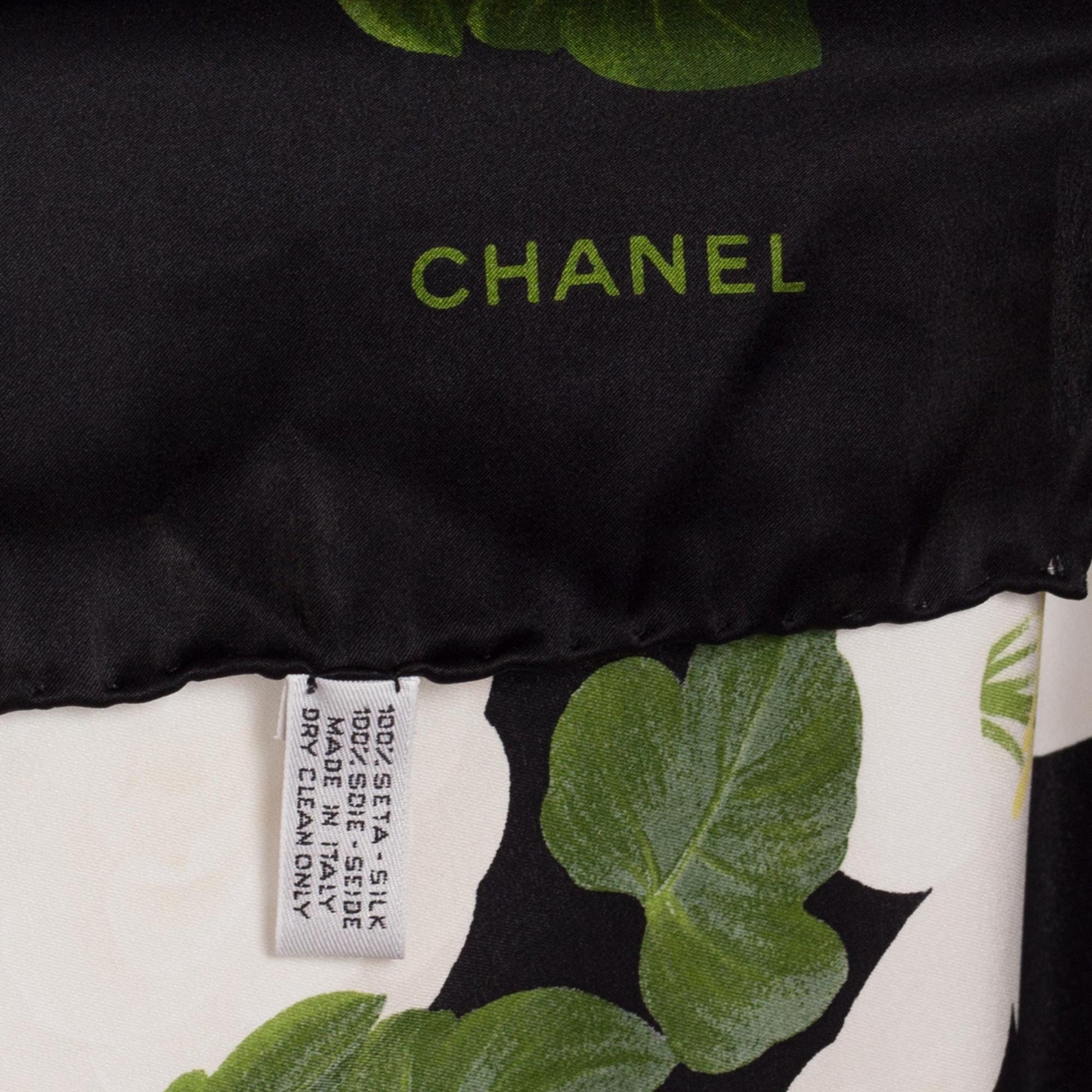 Vintage Chanel Silk Floral Large Square Scarf 37x39"