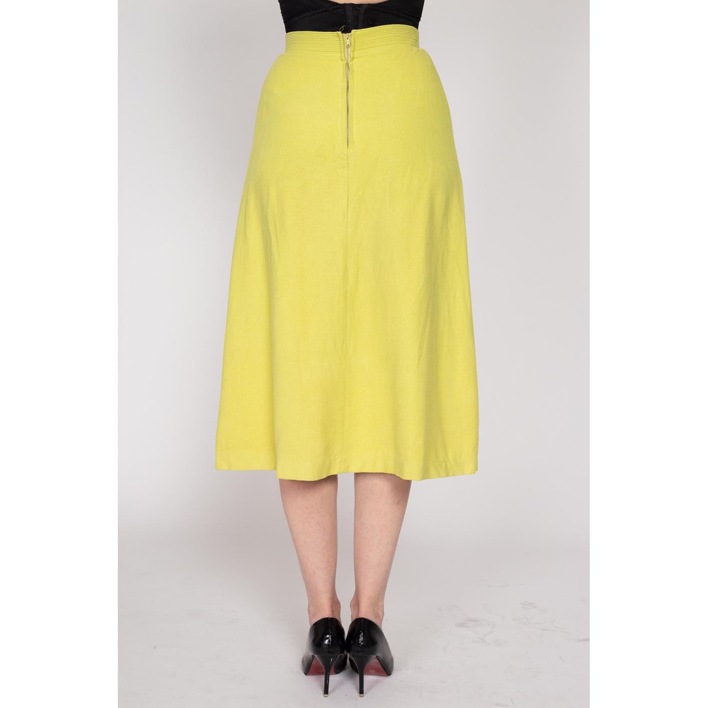 Small 1940s Chartreuse Jackshirt & Midi Skirt Set 25.5" | Vintage 40s Matching Two Piece Suit Outfit