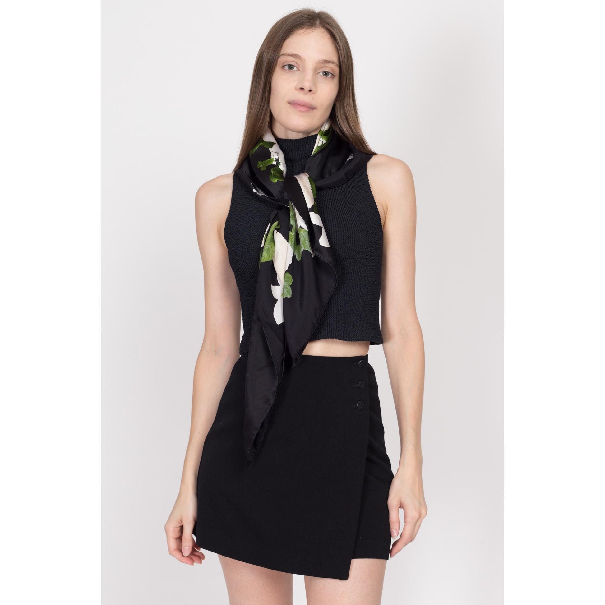 Vintage Chanel Silk Floral Large Square Scarf 37x39"