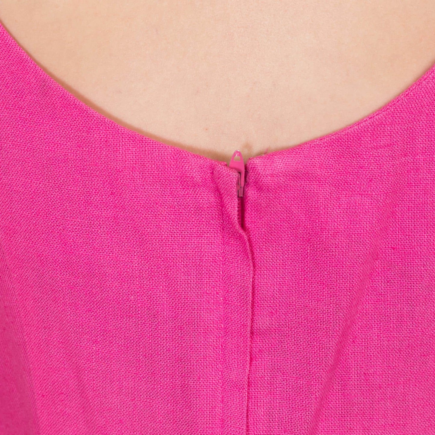 XS 90s Hot Pink Linen Blend Low Back Mini Dress | Vintage The Limited Sleeveless Cocktail Party Dress