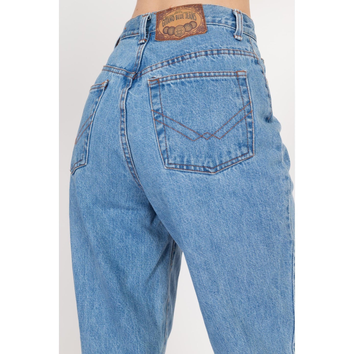 Small 80s Gitano High Waisted Mom Jeans 26" | Vintage Curvy Fit Light Wash Long Inseam Denim