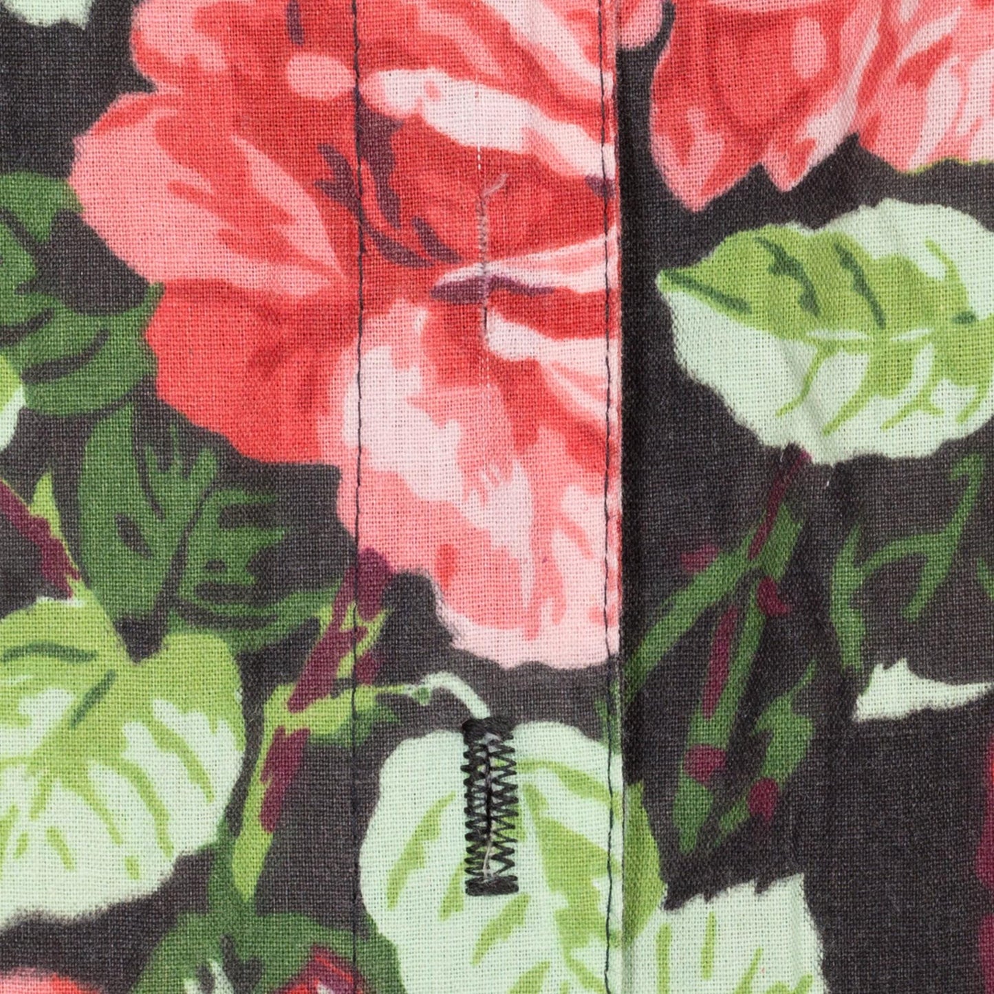 Small 80s Rose Print Black Floral Fit & Flare Dress | Vintage Boho Button Up Short Sleeve Midi Cotton Sundress