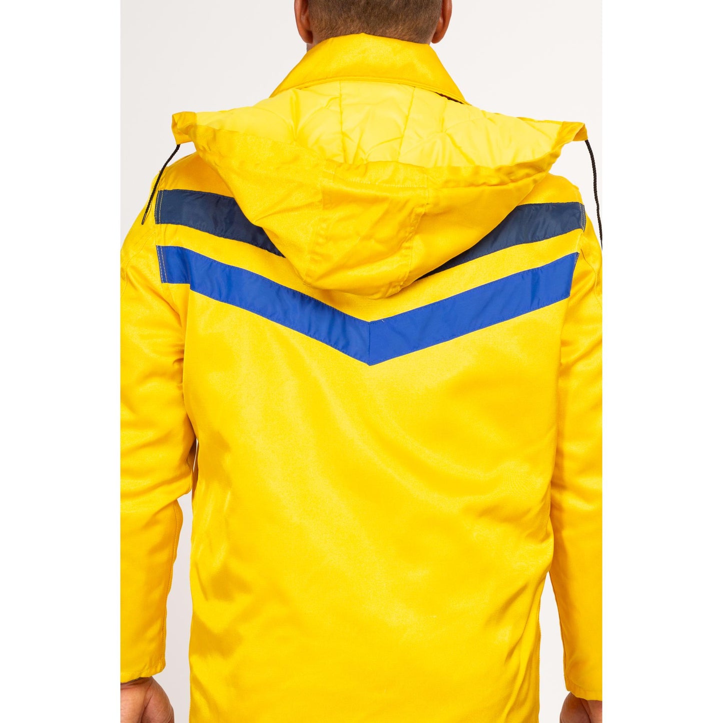 Medium 70s Yellow Fireman Jacket | Vintage Insulated Zip Up Puffy Firefighter Uniform Coat