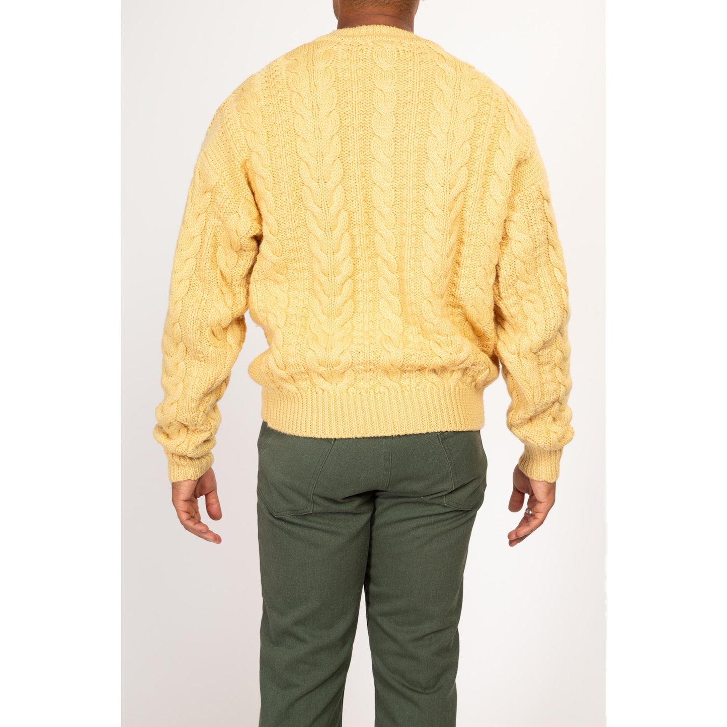 Medium 80s Abercrombie & Fitch Cream Wool Fisherman Sweater | Vintage Cable Knit Pullover Jumper