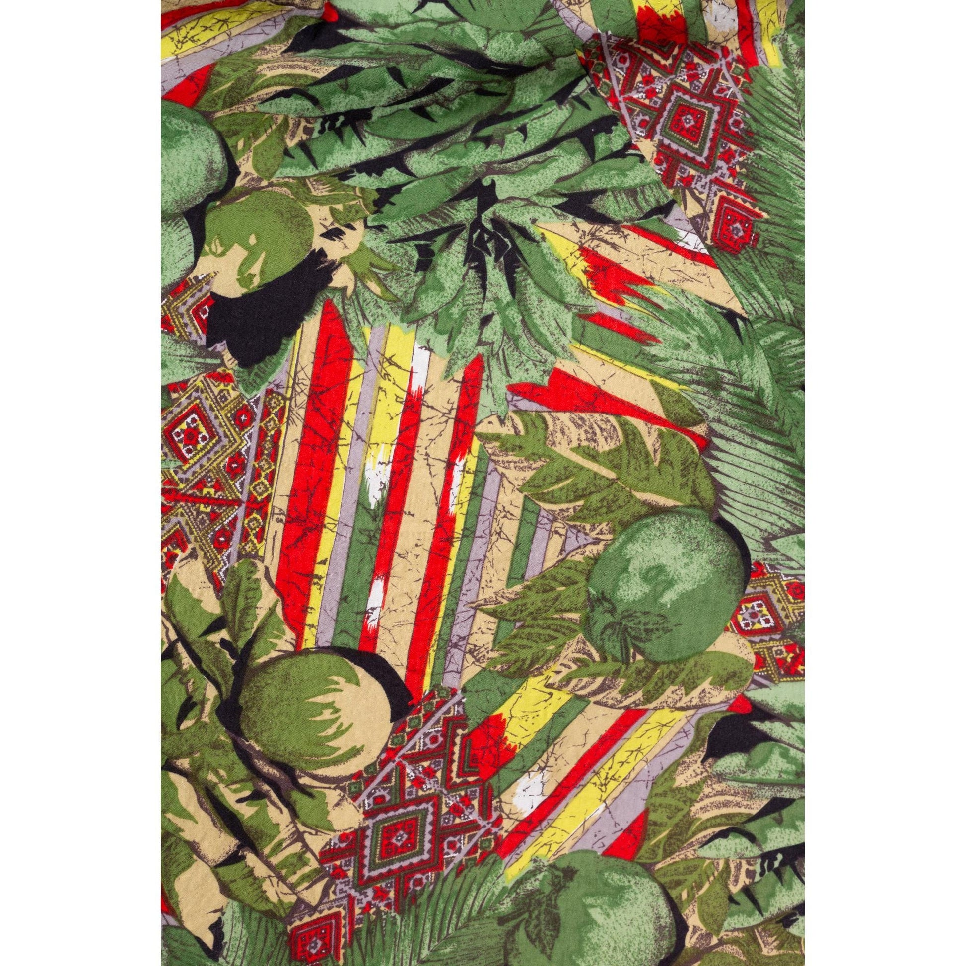 Small 80s Does 50s Green Floral Fit & Flare Dress | Retro Short Sleeve Button Up Fitted Waist Shirtdress