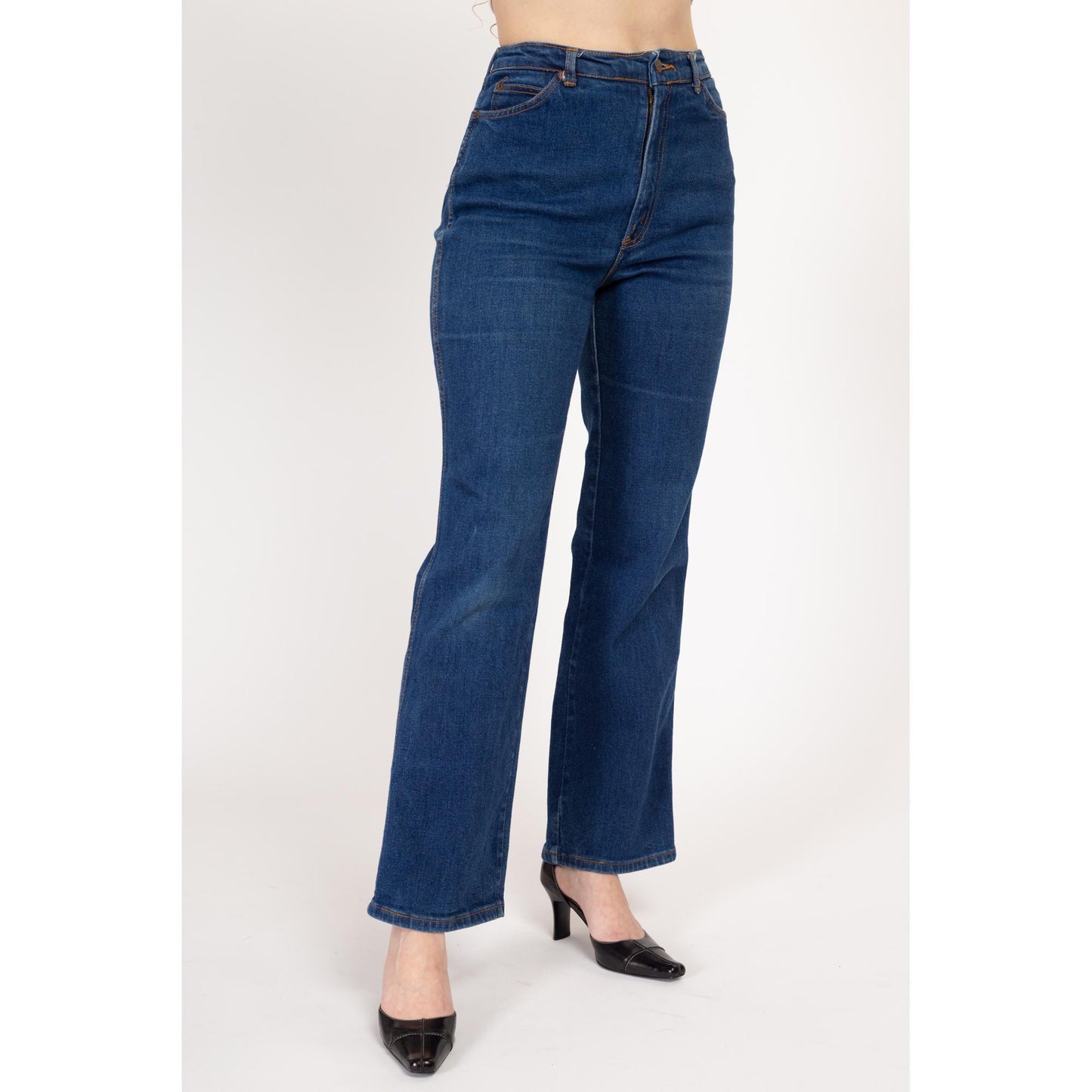 Medium 70s Chic by H.I.S. Dark Wash High Waisted Jeans 28"-29.5" | Vintage Stretch Denim Straight Leg Ankle Jeans