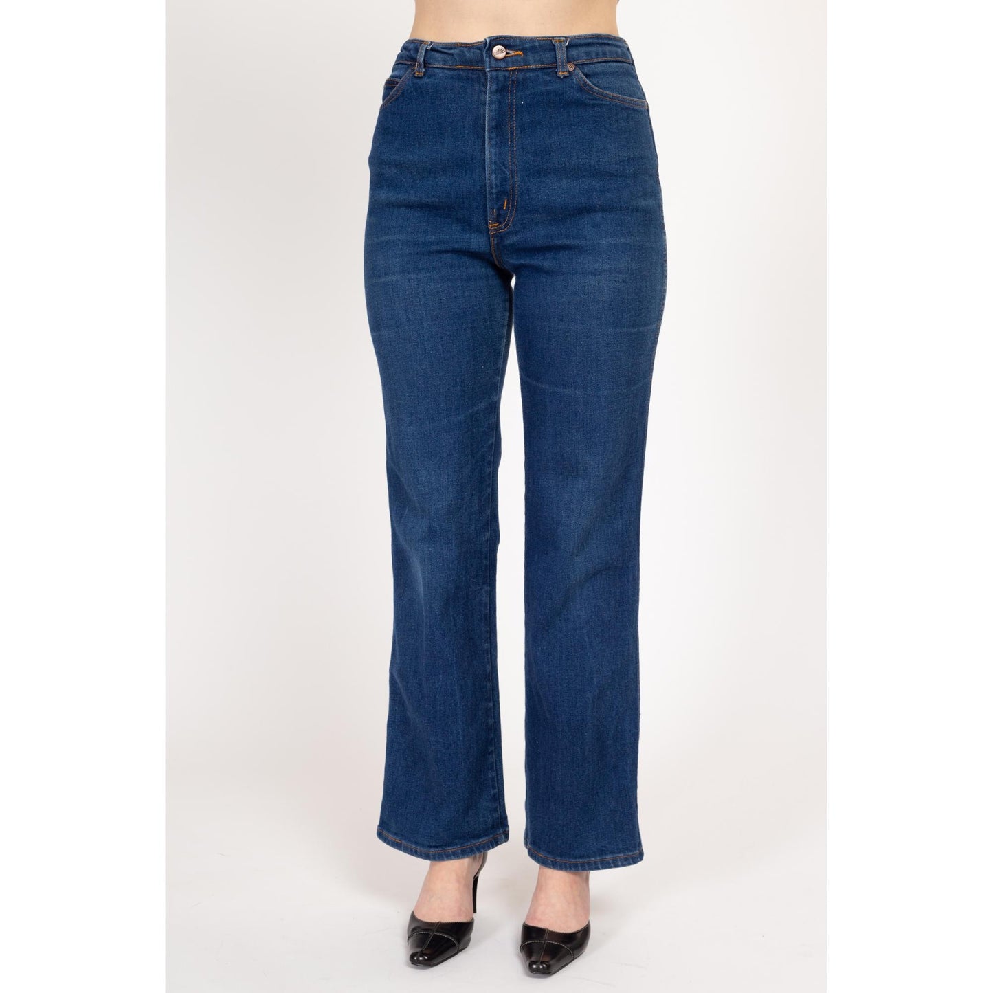 Medium 70s Chic by H.I.S. Dark Wash High Waisted Jeans 28"-29.5" | Vintage Stretch Denim Straight Leg Ankle Jeans