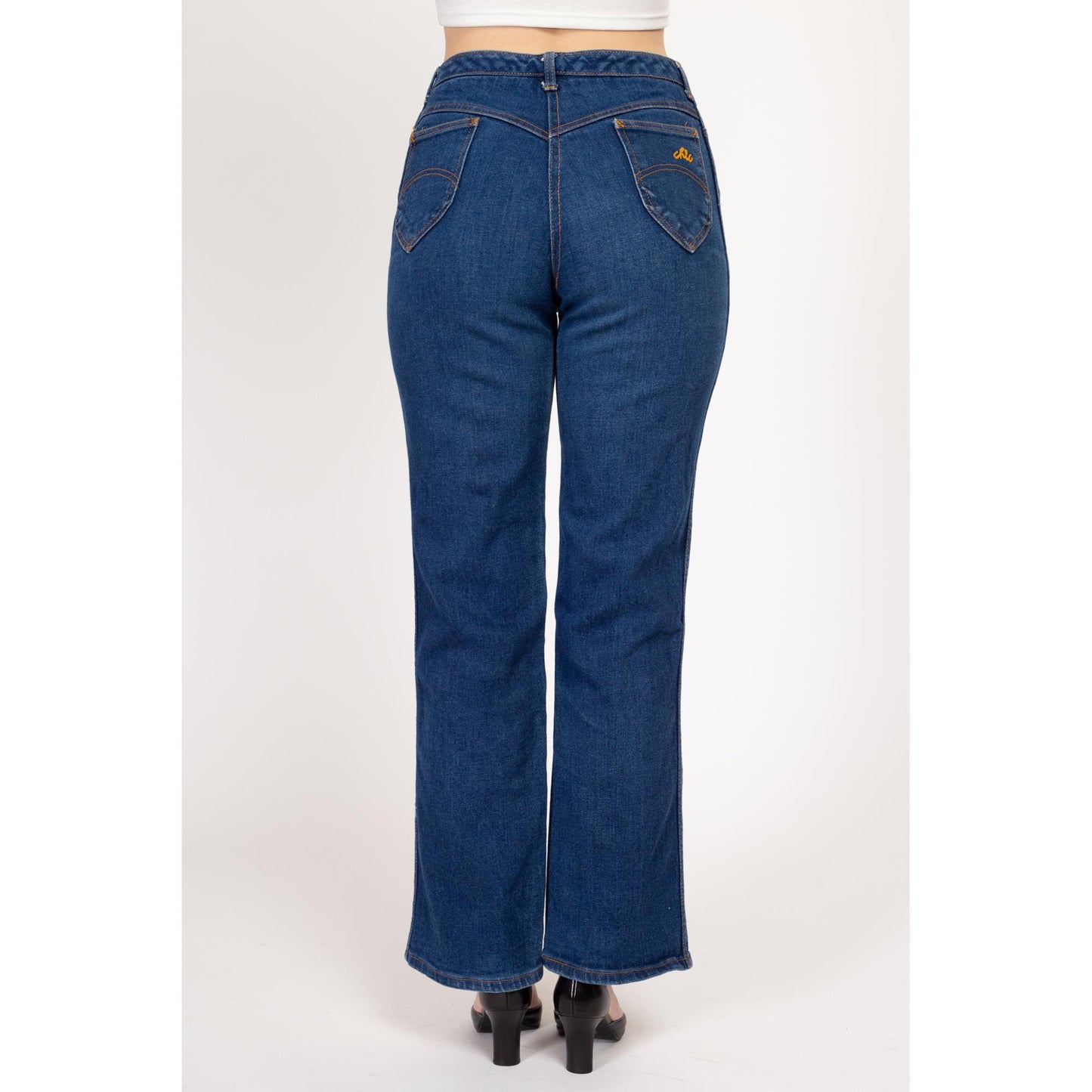 Medium 70s Chic by H.I.S. Dark Wash High Waisted Jeans 28"-29.5" | Vintage Stretch Denim Straight Leg Ankle Jeans