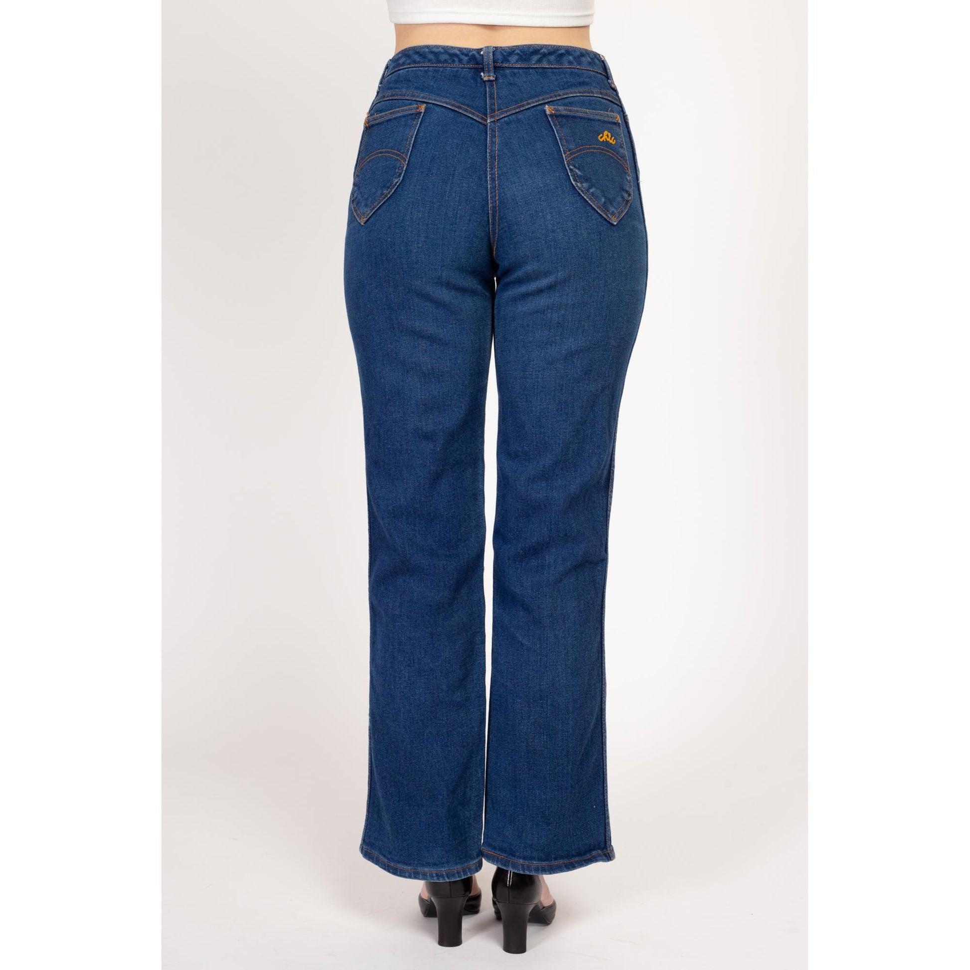 Medium 70s Chic by H.I.S. Dark Wash High Waisted Jeans 28"-29.5" | Vintage Stretch Denim Straight Leg Ankle Jeans