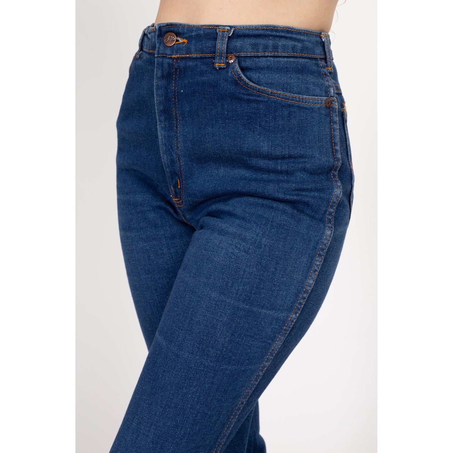 Medium 70s Chic by H.I.S. Dark Wash High Waisted Jeans 28"-29.5" | Vintage Stretch Denim Straight Leg Ankle Jeans