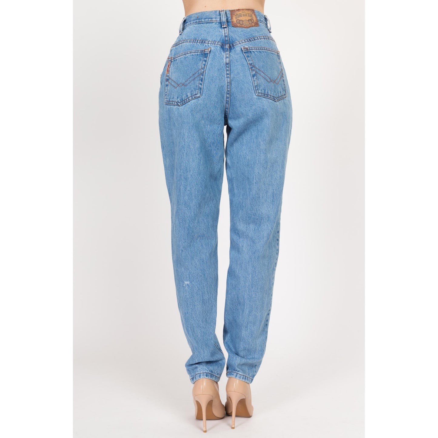 Small 80s Gitano High Waisted Mom Jeans 26" | Vintage Curvy Fit Light Wash Long Inseam Denim