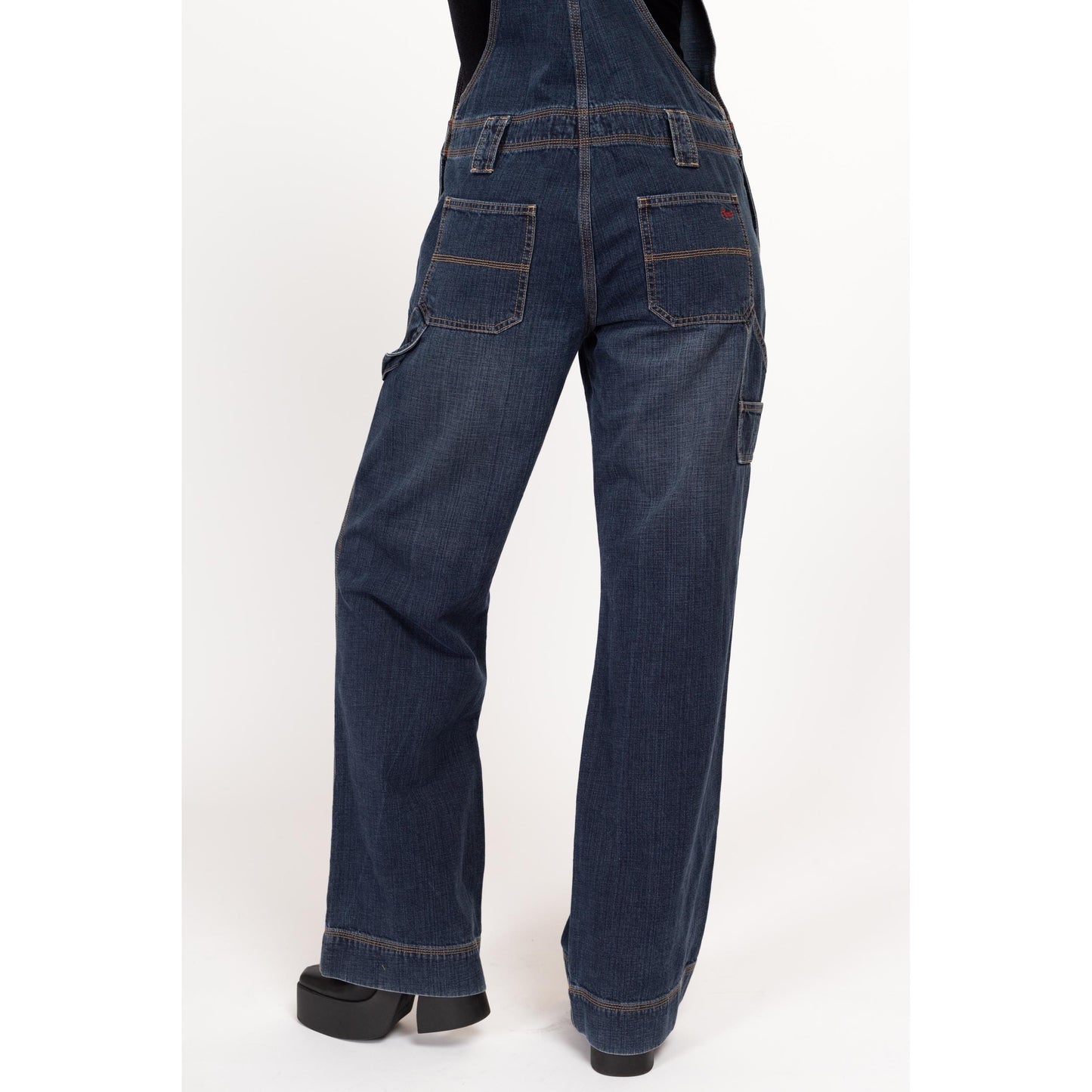 Medium Y2K Esprit Straight Leg Carpenter Overalls | Vintage Dark Wash Denim Overall Pants Dungarees