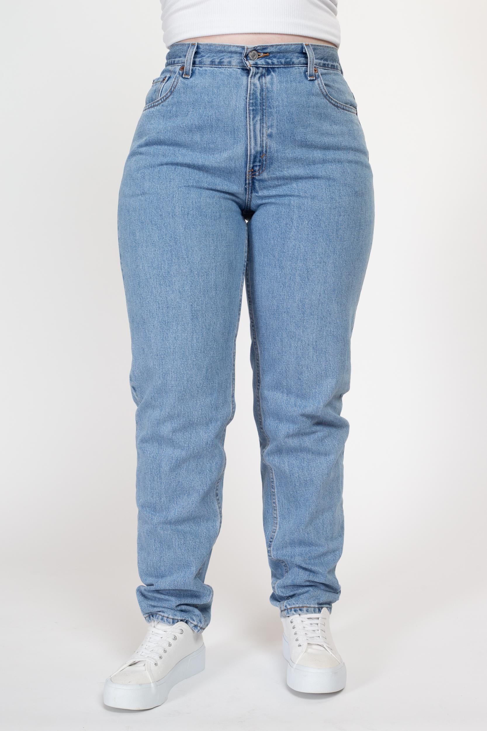 Medium 90s Levis 550 Mom Jeans 30" | Vintage Levi's Light Wash Denim High Waisted Tapered Leg Jeans