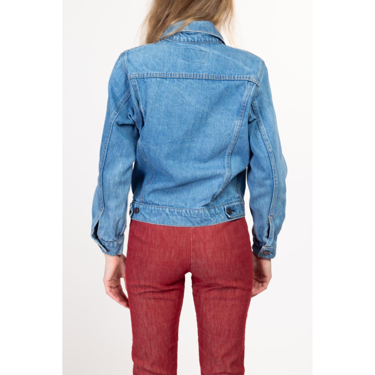 XS 80s Plain Pockets Denim Jacket | Vintage Jean Trucker Jacket