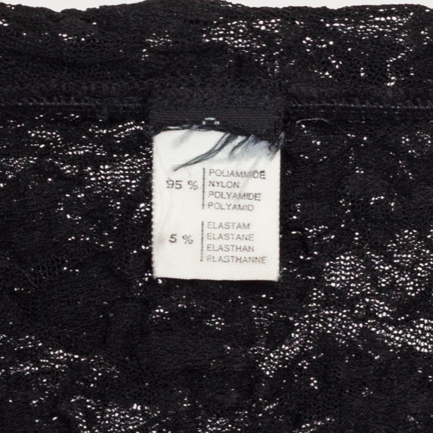 Small Y2K Sheer Black Popcorn Lace Low Back Bodysuit | Vintage Long Sleeve High Hip Stretchy One Piece