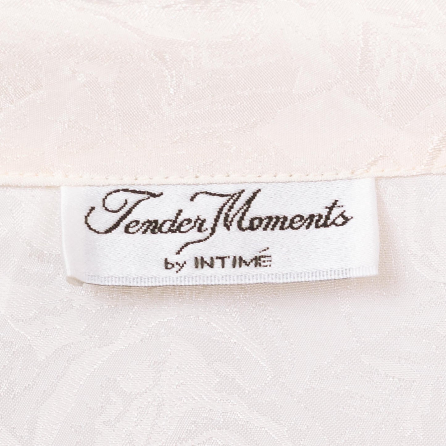 Vintage 80s Ivory Floral Satin Loungewear Blouse - Large