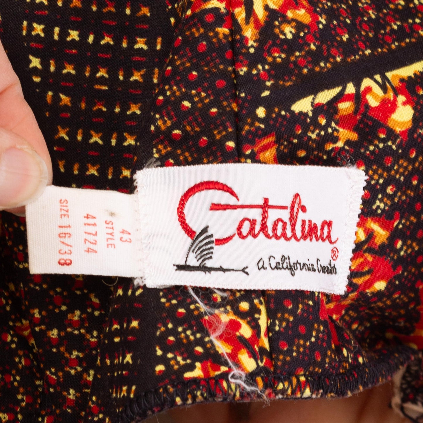 Vintage 1950s Catalina Tiki Print Pin-Up Style One Piece Swimsuit - Medium | 50s Hawaiian Tropical Pattern Swimwear, Retro Bathing Suit