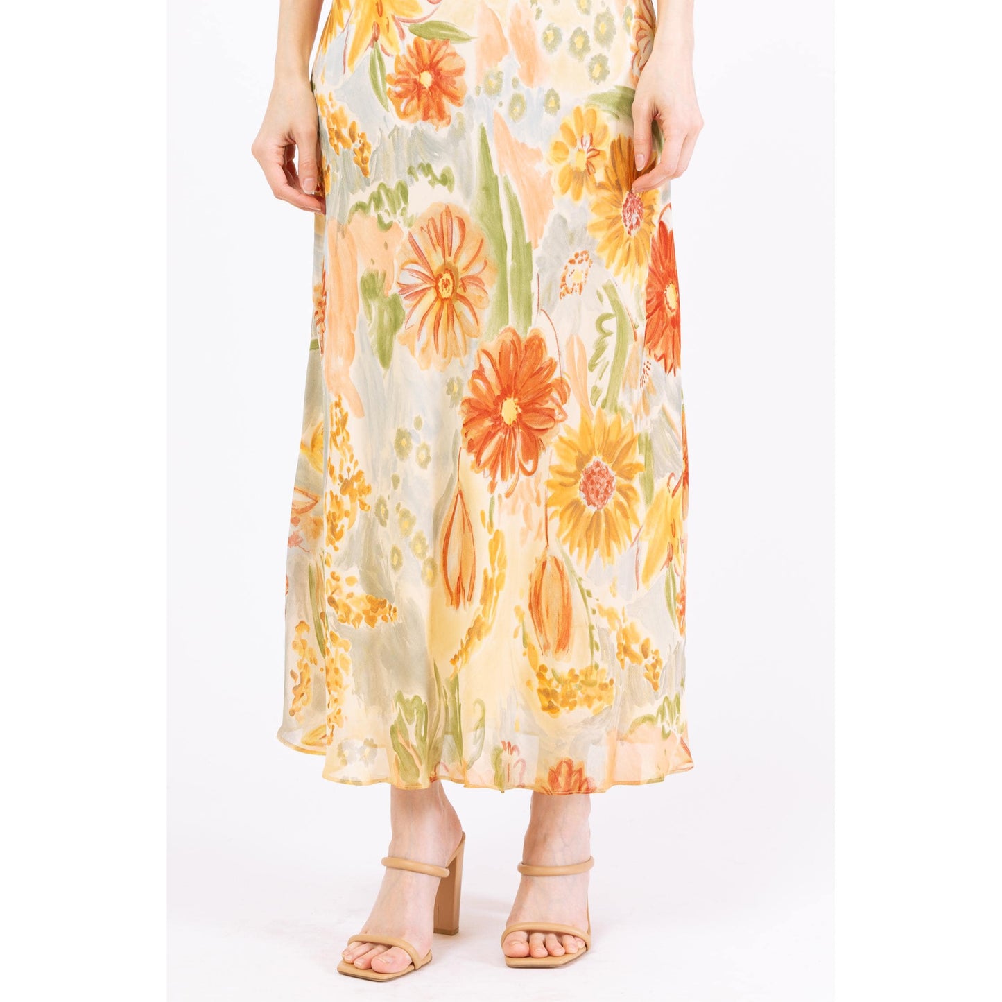Vintage 90s Boho Watercolor Floral Maxi Sundress - Medium | Sleeveless Bias Cut Long Summer Dress, Wedding Guest Dress