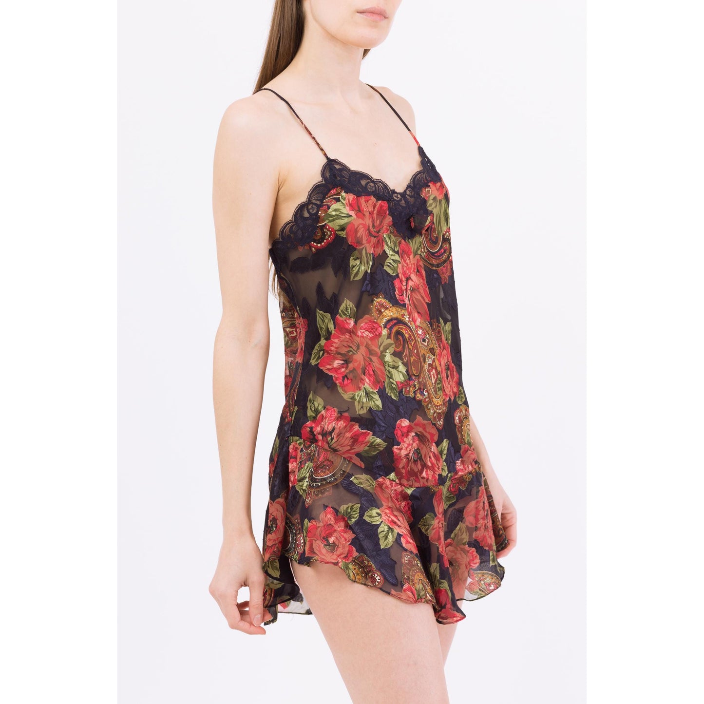 Medium 90s Victoria's Secret Floral Three Piece Lingerie Set | Vintage Mini Slip Dress Kimono Panty Loungewear