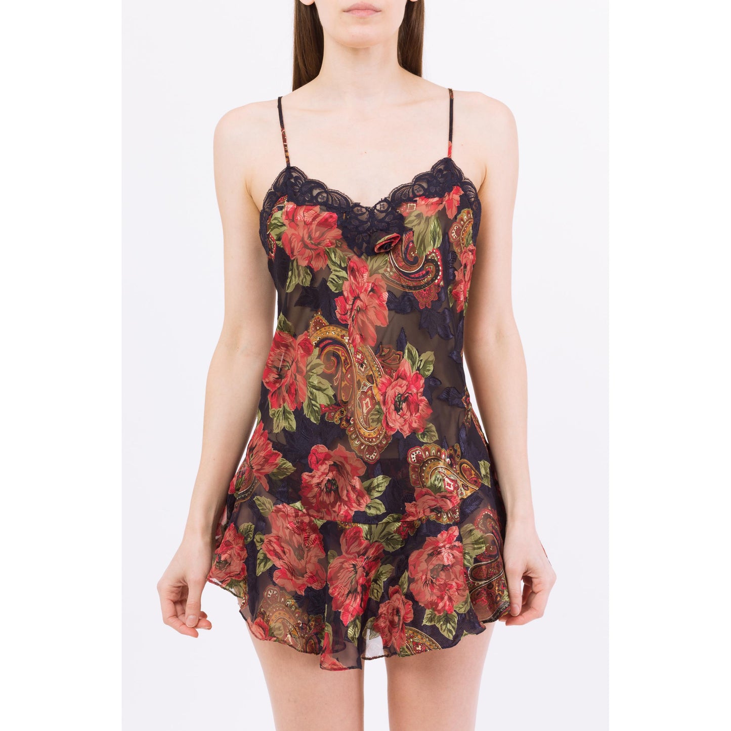 Medium 90s Victoria's Secret Floral Three Piece Lingerie Set | Vintage Mini Slip Dress Kimono Panty Loungewear