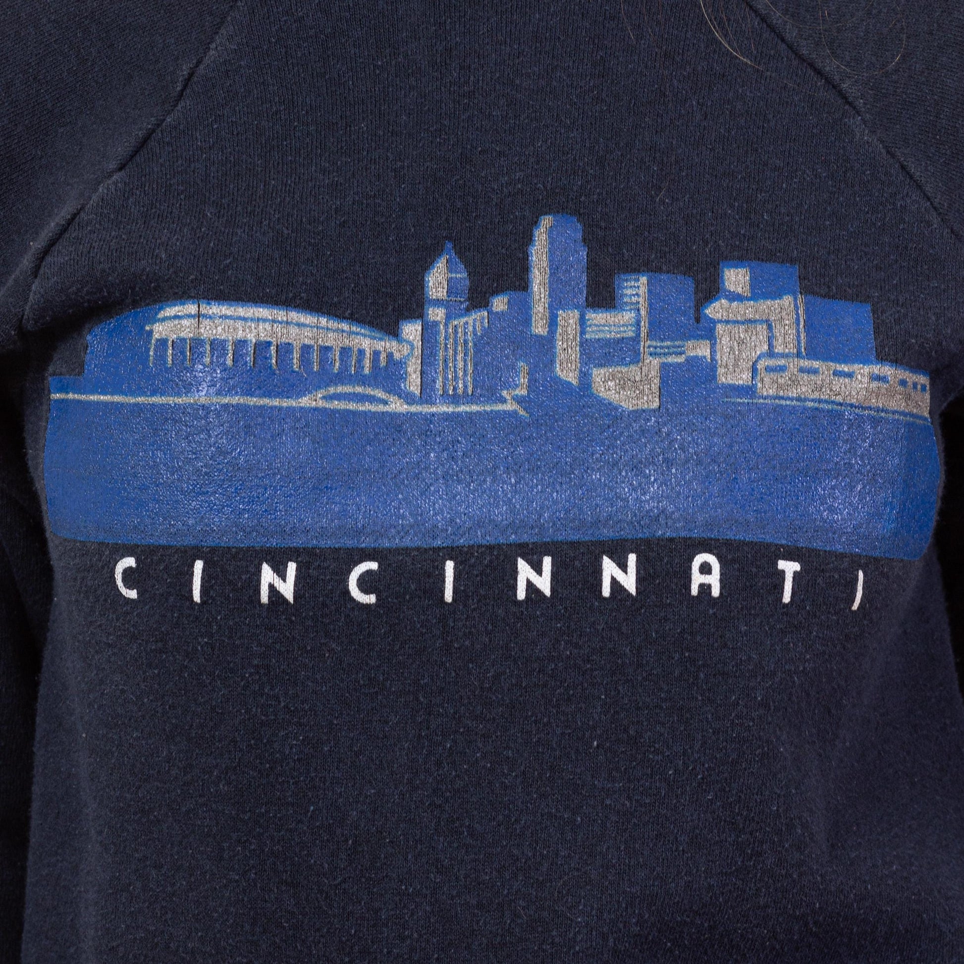 Vintage 80s Cincinnati Ohio City Skyline Tourist Sweatshirt - XXS | Vintage Raglan Sleeve Graphic Crewneck Pullover