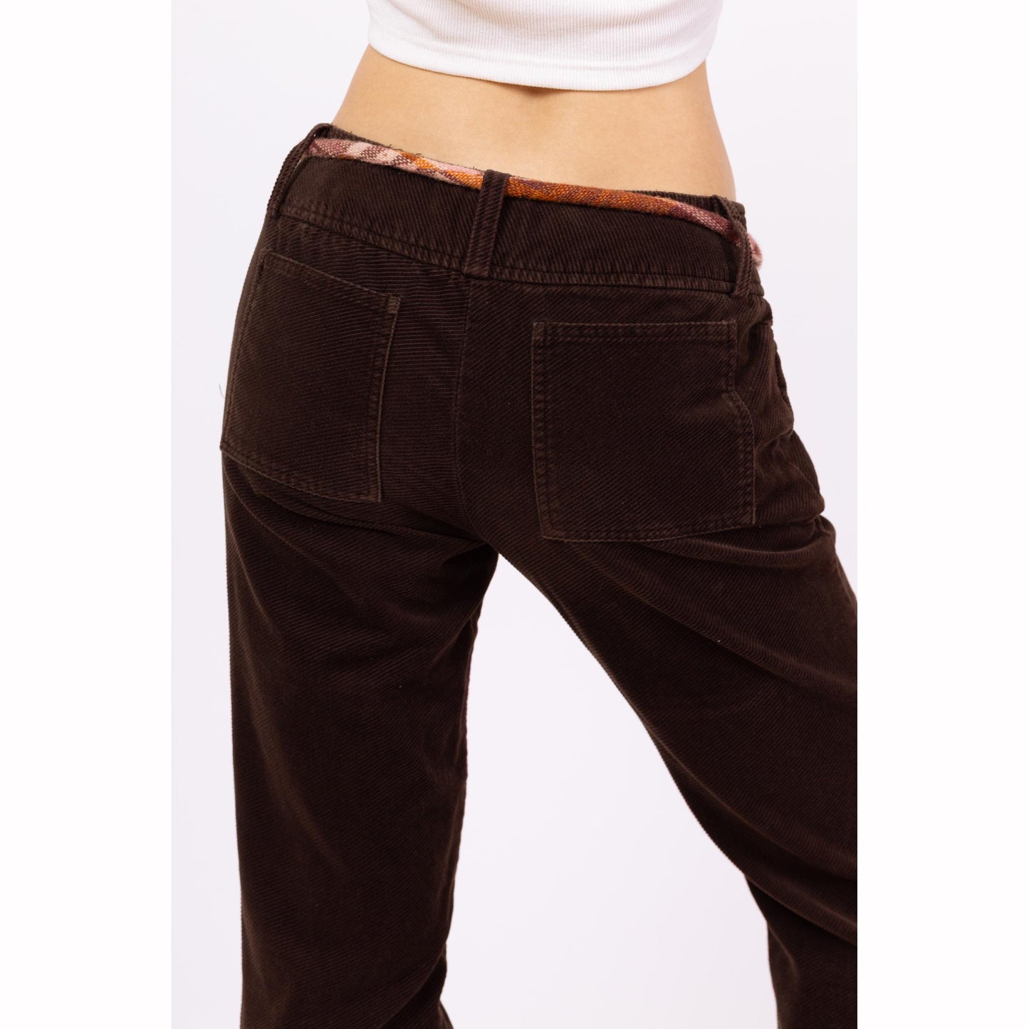 Vintage 90s Brown Corduroy Low Rise Flare Pants - Extra Small | Y2K Bootcut Trousers, 70s Style Retro Flared Pants