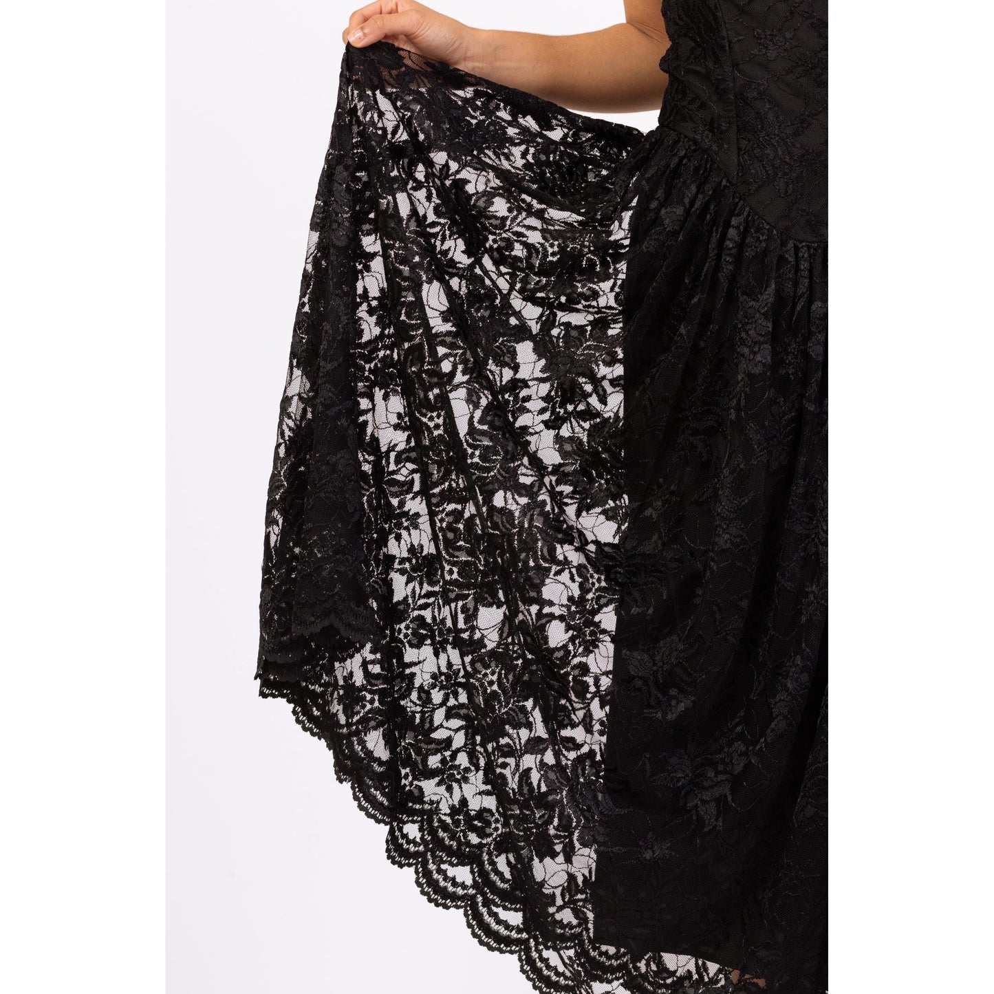 Vintage 80s Betsey Johnson Punk Label Black Lace Strapless Party Dress - Medium | Gothic Fit & Flare Maxi Dress, Rare Designer Dress