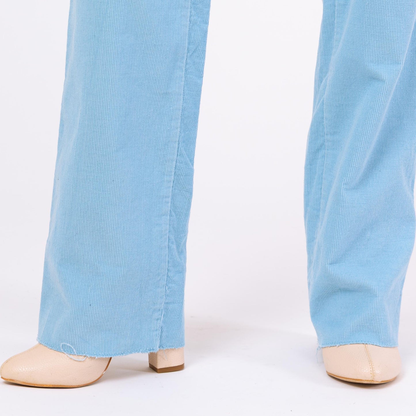Vintage 80s Light Blue Corduroy High Waisted Pants - Small | Straight Leg Trousers, Tall Long Inseam Mid High Rise Cords