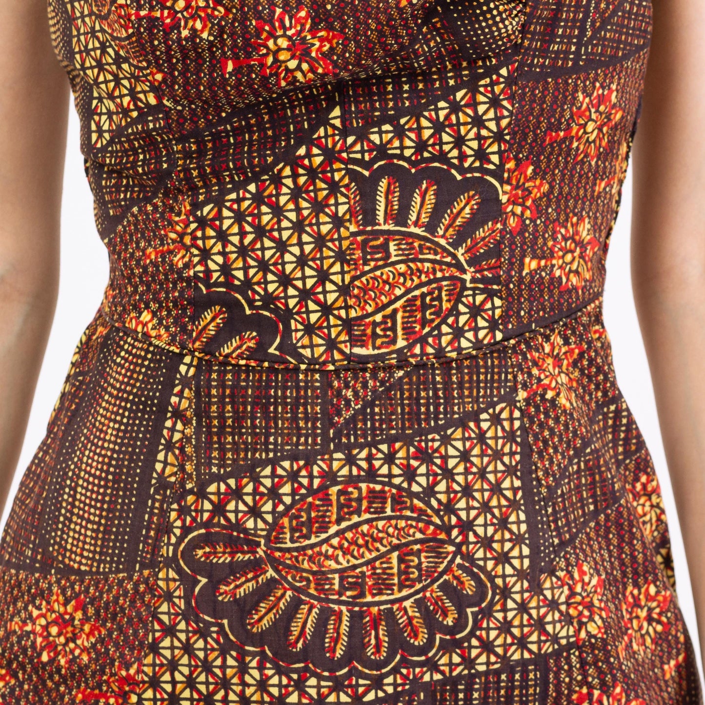 Vintage 1950s Catalina Tiki Print Pin-Up Style One Piece Swimsuit - Medium | 50s Hawaiian Tropical Pattern Swimwear, Retro Bathing Suit