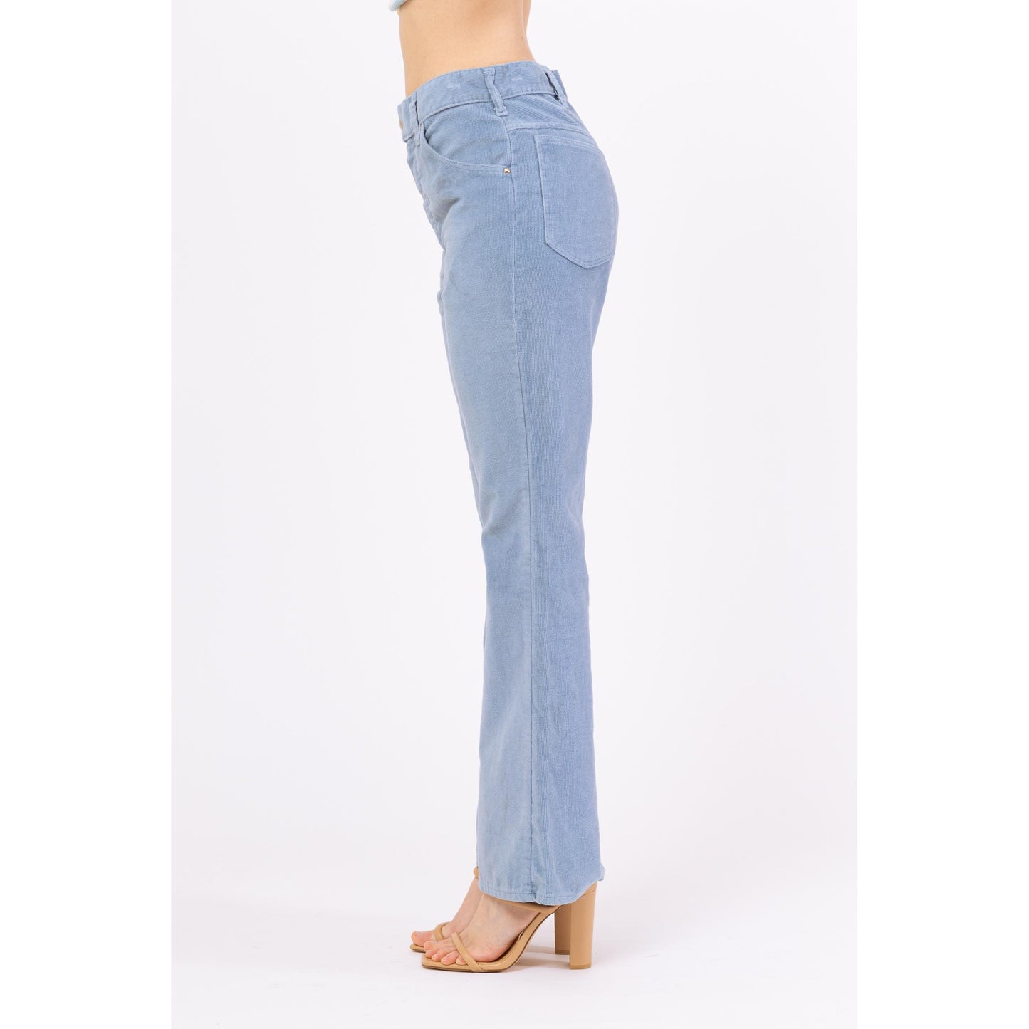 Vintage 70s Baby Blue Corduroy Flared Unisex Pants - Small to Medium, 29" Waist | Retro High Waisted Trousers, Boho 1970s Cords