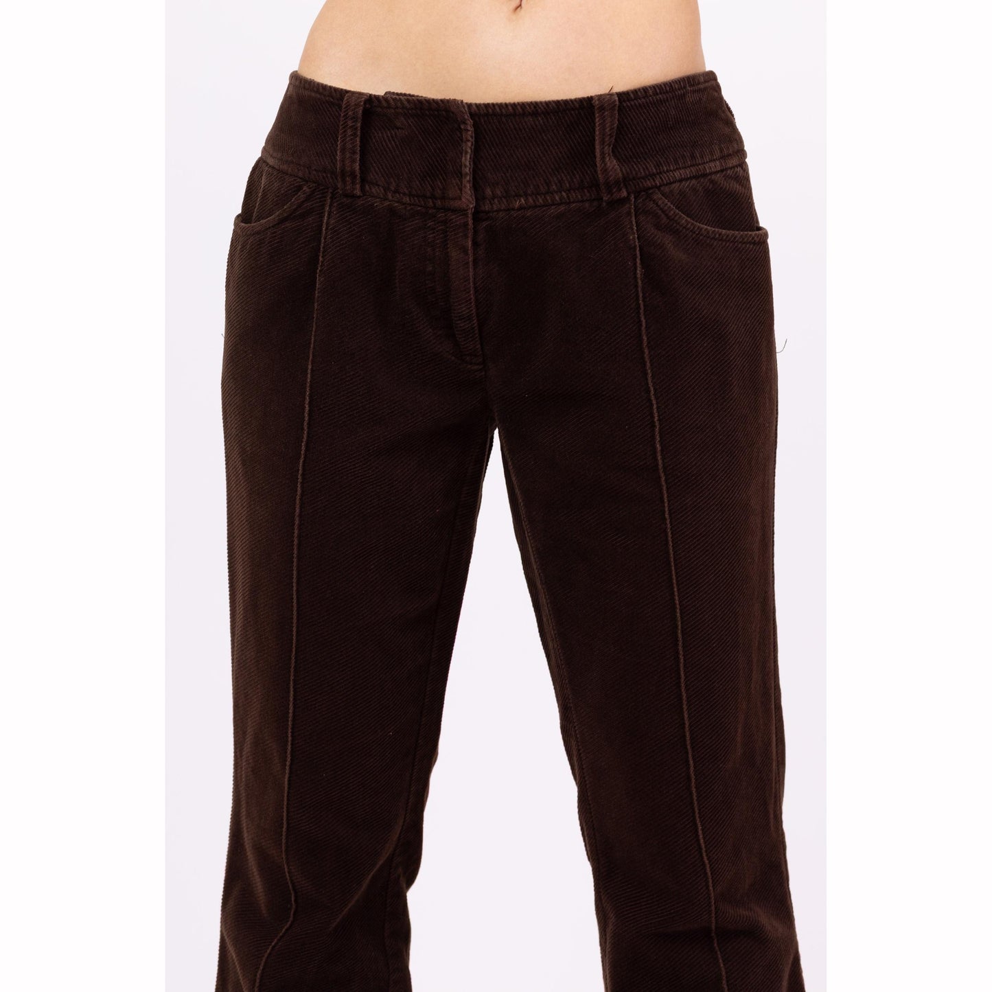 Vintage 90s Brown Corduroy Low Rise Flare Pants - Extra Small | Y2K Bootcut Trousers, 70s Style Retro Flared Pants